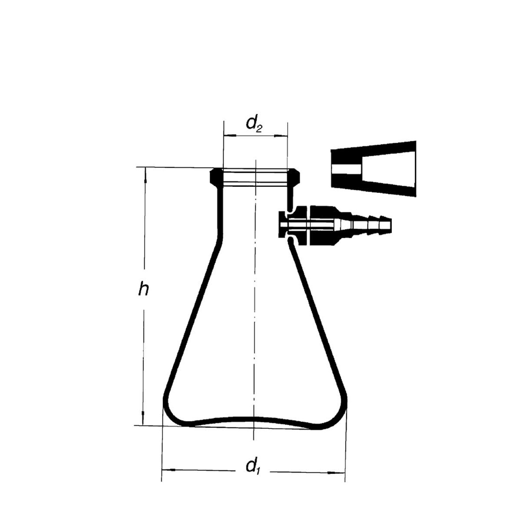 Buchner filter flask removable plastic hose connection-dimensions