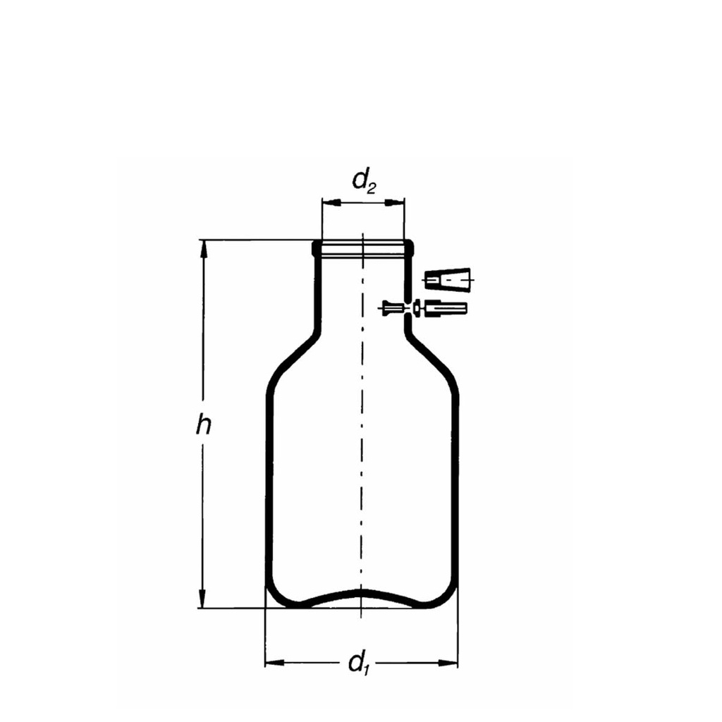 filtering flask-plastic side hose-dimensions