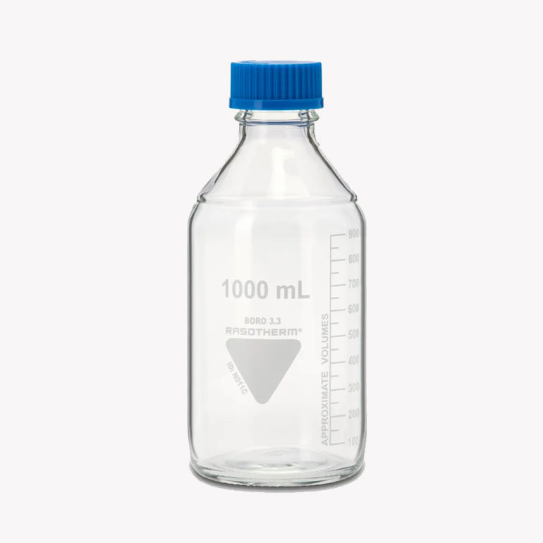 Rasotherm laboratoriumfles 1000 ml - GL45 schroefdop - gietring - labfles - borosilicaatglas 3.3