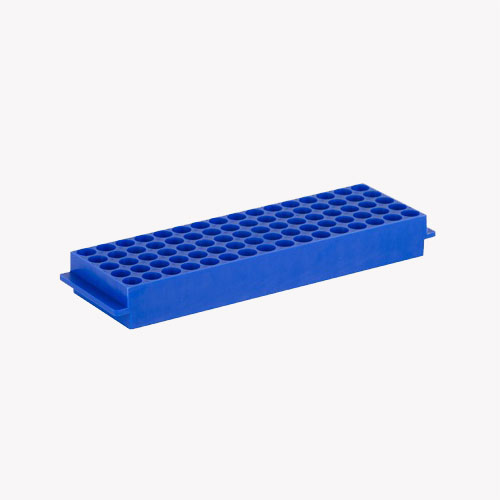 Rack for microcentrifuge tubes 1.5-2.0 ml - up to Ø 11 mm - PP - 5x16 positions - blue