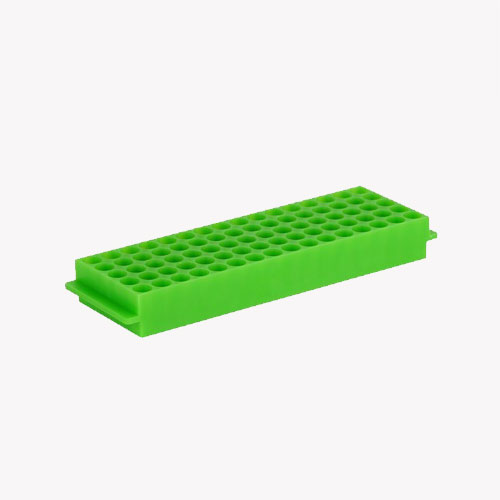 Rack for microcentrifuge tubes 1.5-2.0 ml - up to Ø 11 mm - PP - 5x16 positions - green