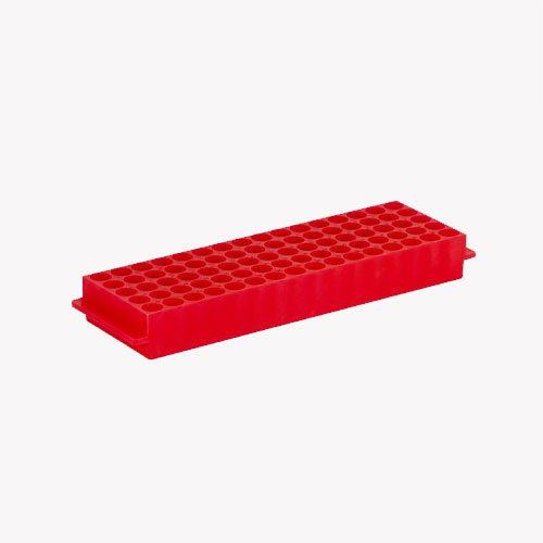 Rack for microcentrifuge tubes 1.5-2.0 ml - up to Ø 11 mm - PP - 5x16 positions - pink