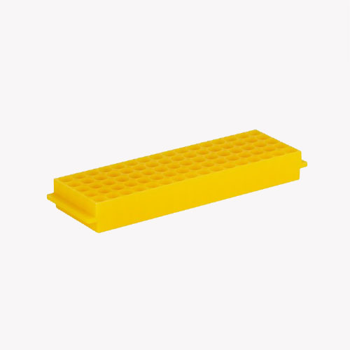 Rack for microcentrifuge tubes 1.5-2.0 ml - up to Ø 11 mm - PP - 5x16 positions - yellow