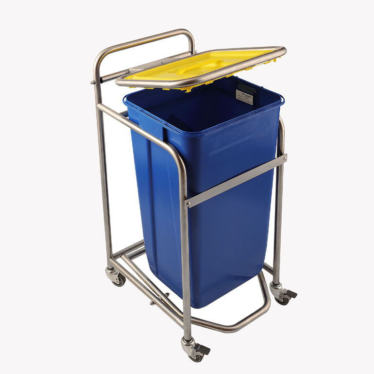 Pedal stand for WIVA Vat-5 medical containers - SS - with 4 rollers