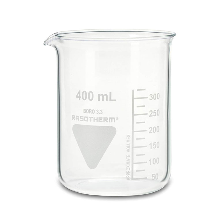 Rasotherm beaker 400 ml low form with volume graduation and spout