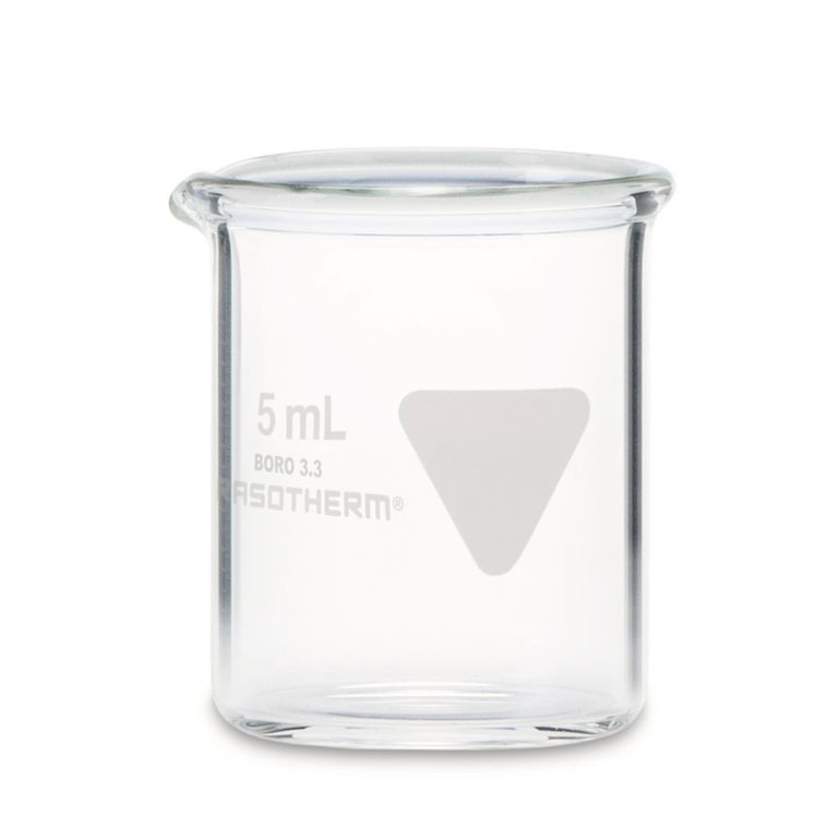Rasotherm beaker 5 ml low form without volume graduation - with spout
