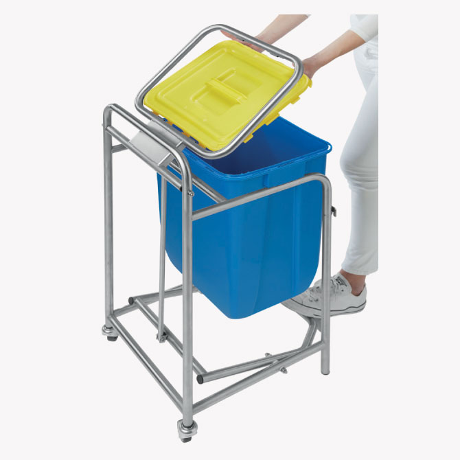 WIVA Vat houder met pedaal - RVS - met 2 wielen