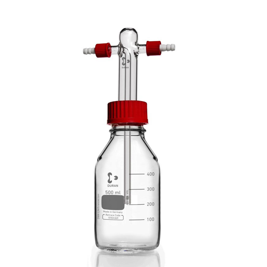 DURAN Gaswasfles 500 ml GL45 - volgens Drechsel - zonder filterschijf - 247130008