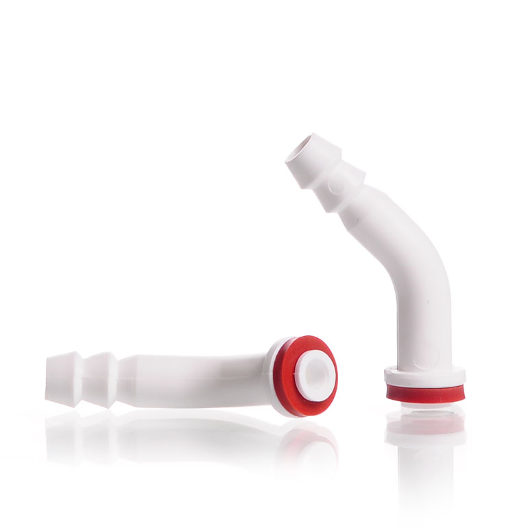 292470504 Duran Plastic hose connection GL14 - bent - PP - with silicone seal (VMQ)