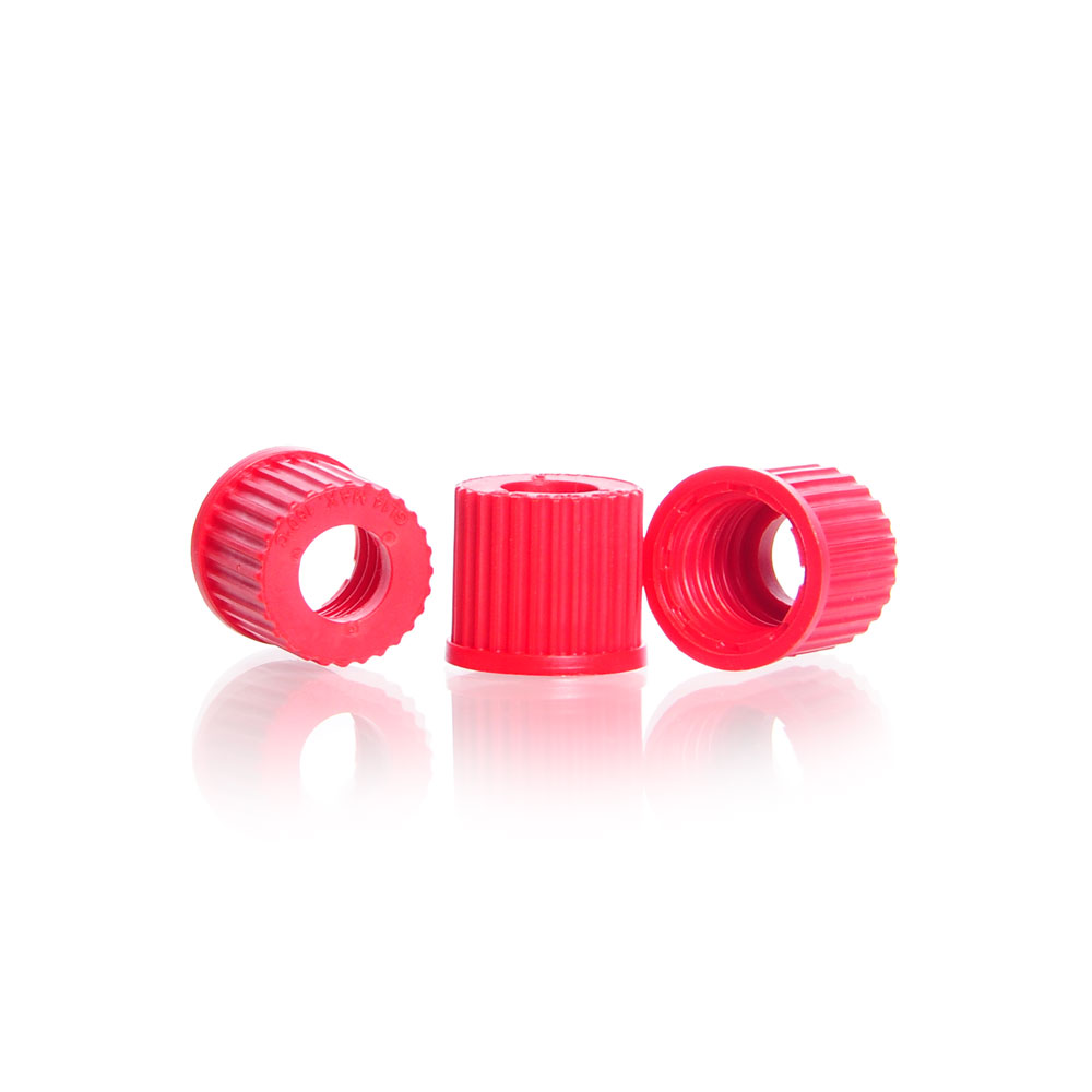 292270602 Duran Screw cap GL18 with hole - PBT - with central aperture 11 mm - red
