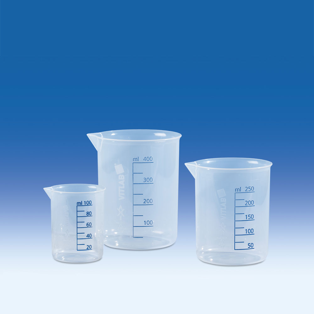 Vitlab 608081 maatbeker 100 ml plastic - PP - gegoten blauwe maatverdeling - griffioen beker