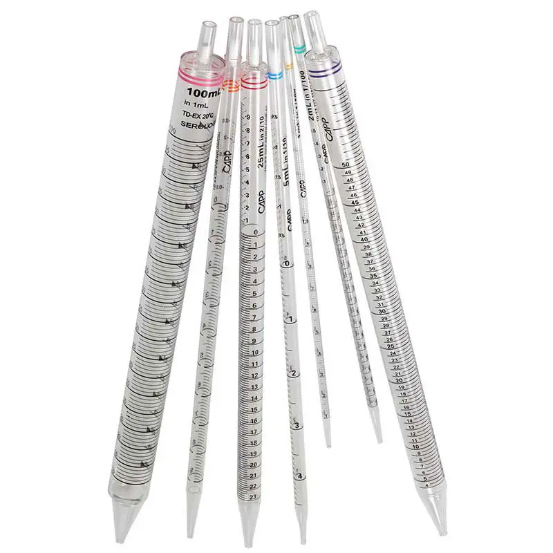 Steriele Serologische pipetten 100 ml roze kleurgecodeerd – met wattenprop – Polystyreen – 25 stuks