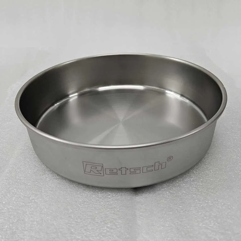 Tweedehands - Retsch zeefbodem 200×50 mm - RVS - opvangbak voor zeefmachine