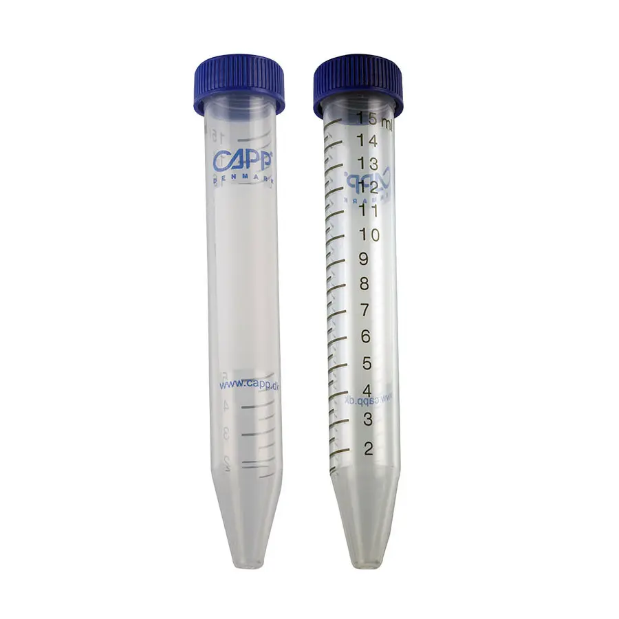 BluCAPP Centrifuge tubes 15 ml sterile - 17×120 mm - PP - conical bottom - flat screw cap - 25 pieces