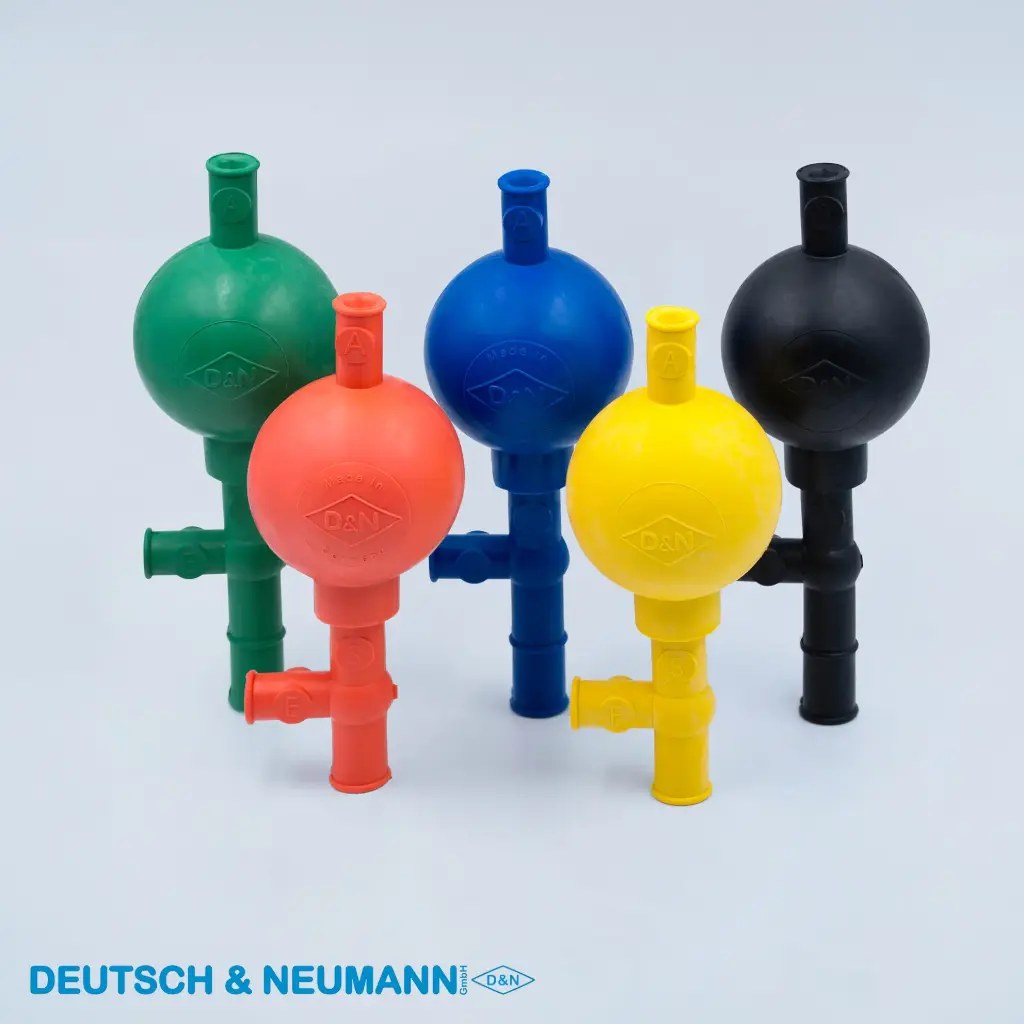 Pipetteerballon tot 50 ml Zwart | Standaard Model Pipetteerhulp met Korte Hals | Peleus Bal met 3 Ventielen (Propipet) | Natuurrubber