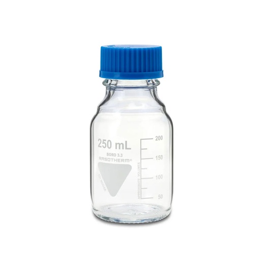[95206002] Rasotherm laboratory bottle 250 ml - GL45 screw cap - pouring ring - borosilicate glass 3.3