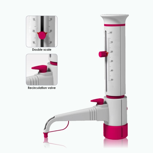 [4270-7010] Bottle top dispenser 1-10 ml for lab bottles - variable volume - recirculation valve