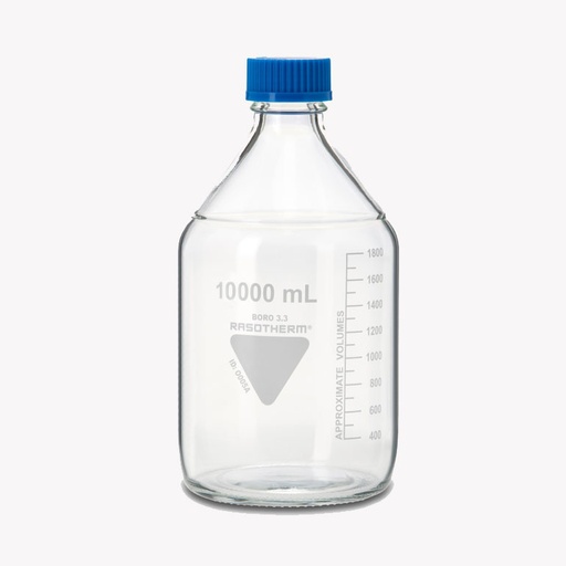 [95206007] Rasotherm laboratory bottle 10 litre - GL45 screw cap - pouring ring - borosilicate glass 3.3
