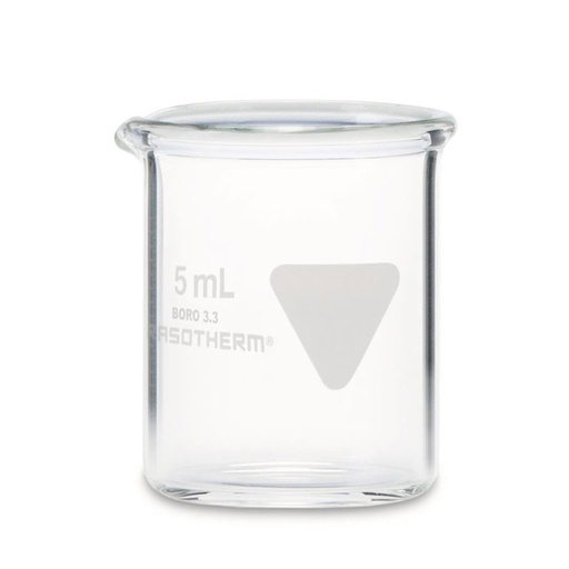 [93206001] Rasotherm bekerglas 5 ml lage vorm zonder schaalverdeling - met schenktuit