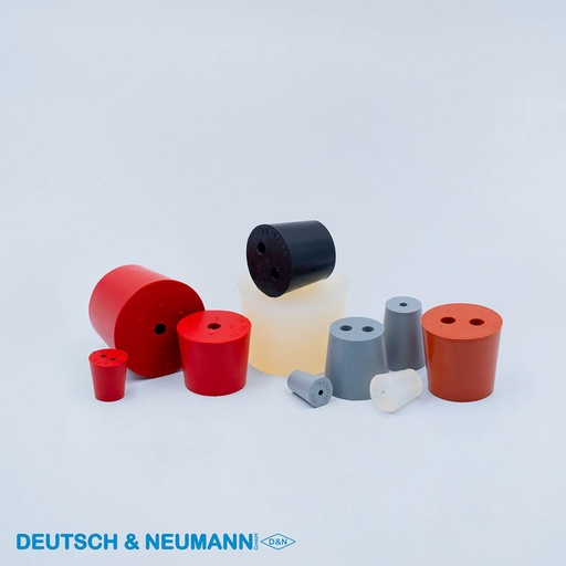 [1012131] Rubber stoppers 31-38 mm with 2 holes ∅ 7mm - conical rubber stopper - gray - natural rubber