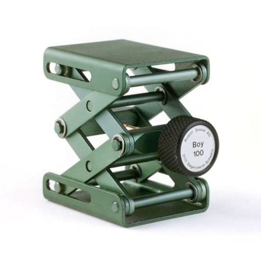 [427420] SwissBoy 100 Lab jack 50x40 mm - height range 30-91 mm - max. 20 kg - aluminium - green - lab lift