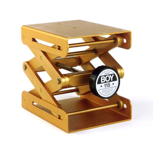 [4274-115] SwissBoy 115 Lab jack 122x150 mm - height range 80-278 mm - max. 80 kg - aluminium - yellow - lab lift