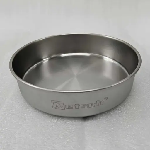 [bofu-0425] Tweedehands - Retsch zeefbodem 200×50 mm - RVS - opvangbak voor zeefmachine